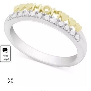Gold and Silver 'MOM' Heart Ring